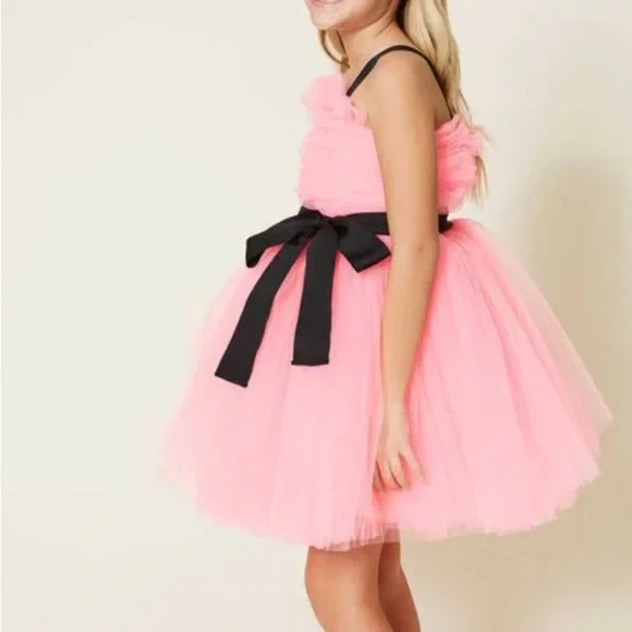 Twin-Set Pink Tulle Dress with Black Bow by designer Twinset